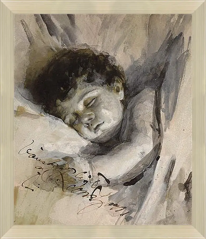 Картина в раме - Sovande barn (Sleeping Child). Андерс Цорн