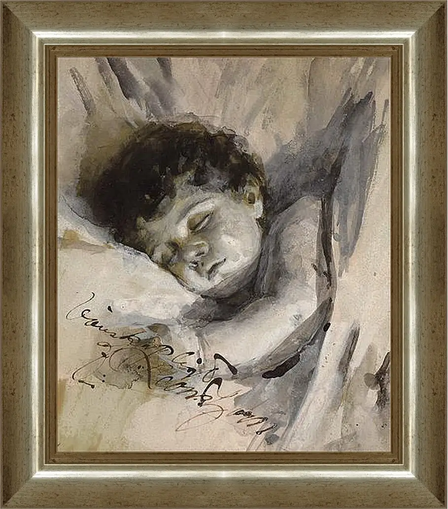 Картина в раме - Sovande barn (Sleeping Child). Андерс Цорн