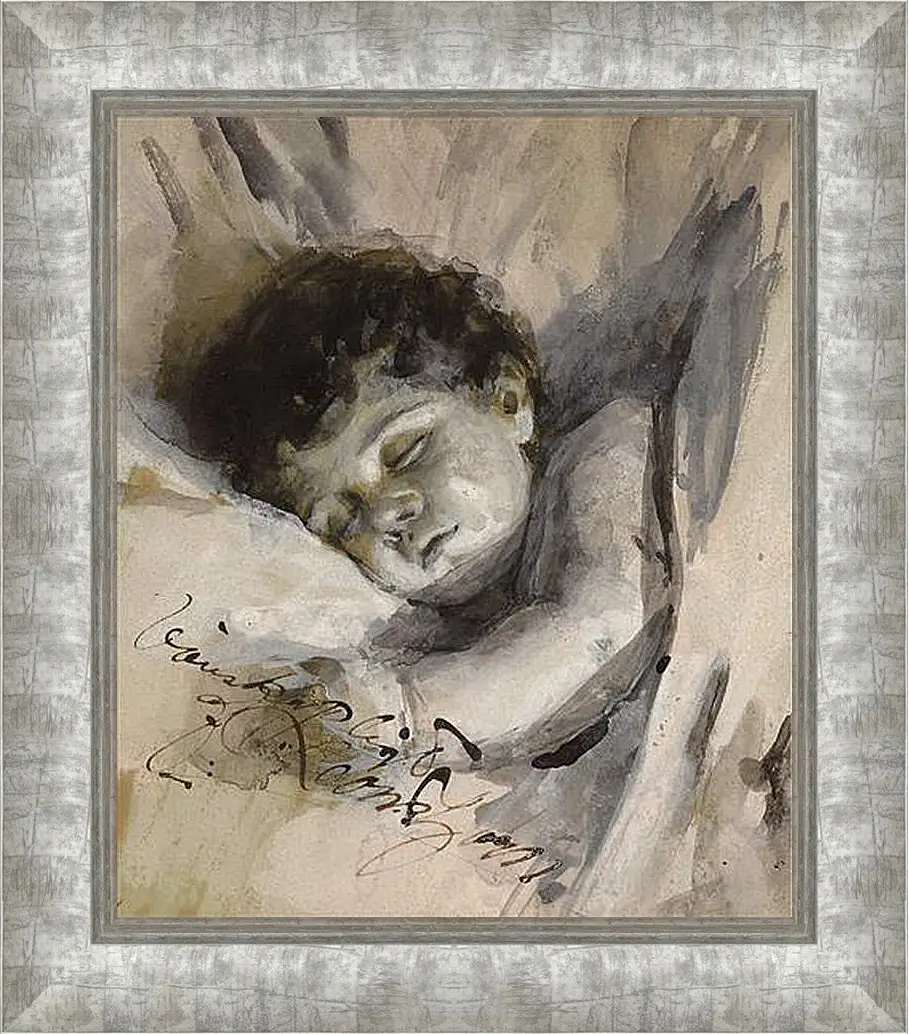 Картина в раме - Sovande barn (Sleeping Child). Андерс Цорн