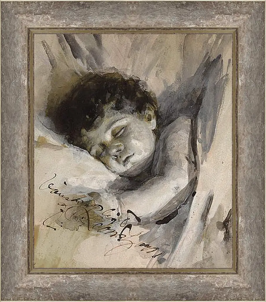 Картина в раме - Sovande barn (Sleeping Child). Андерс Цорн