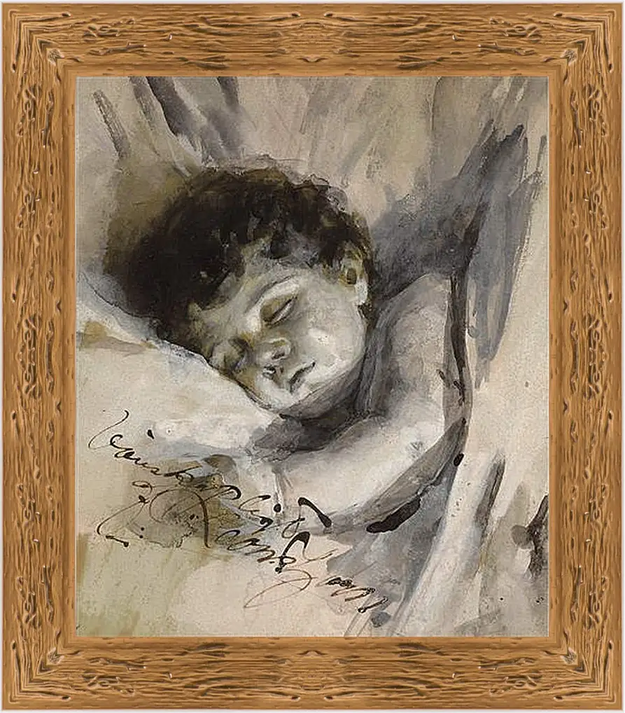 Картина в раме - Sovande barn (Sleeping Child). Андерс Цорн