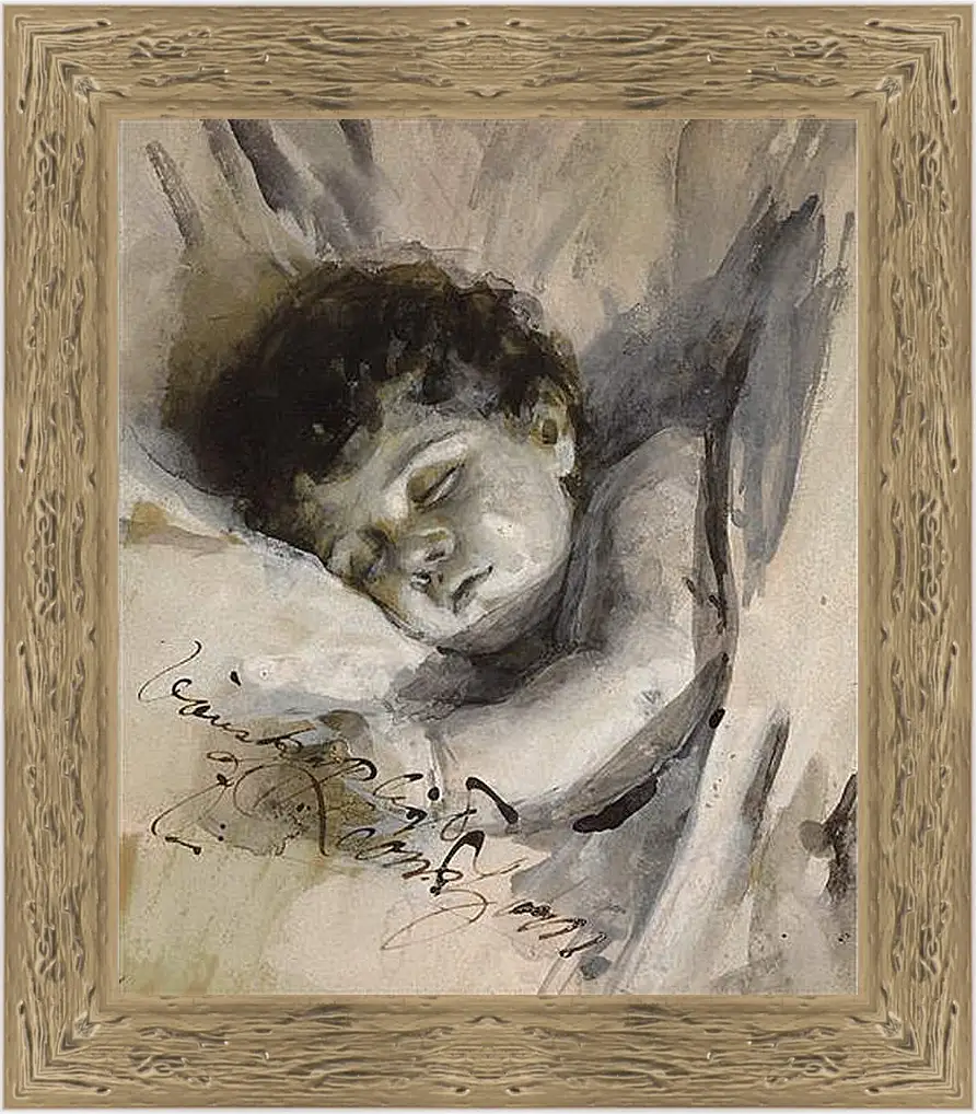 Картина в раме - Sovande barn (Sleeping Child). Андерс Цорн