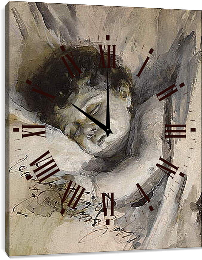Часы картина - Sovande barn (Sleeping Child). Андерс Цорн