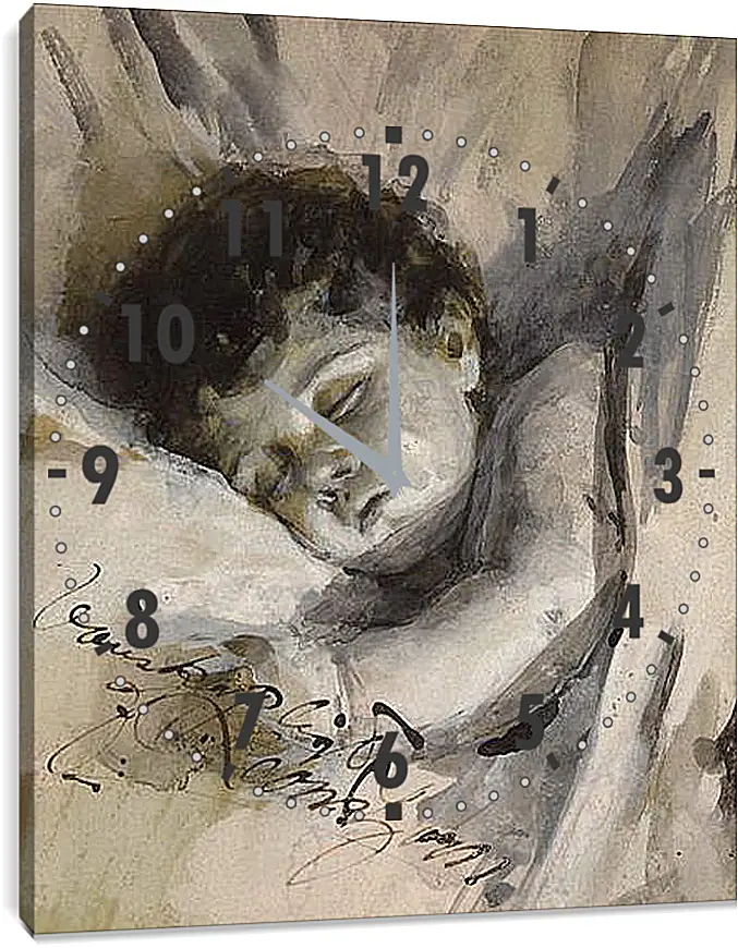 Часы картина - Sovande barn (Sleeping Child). Андерс Цорн