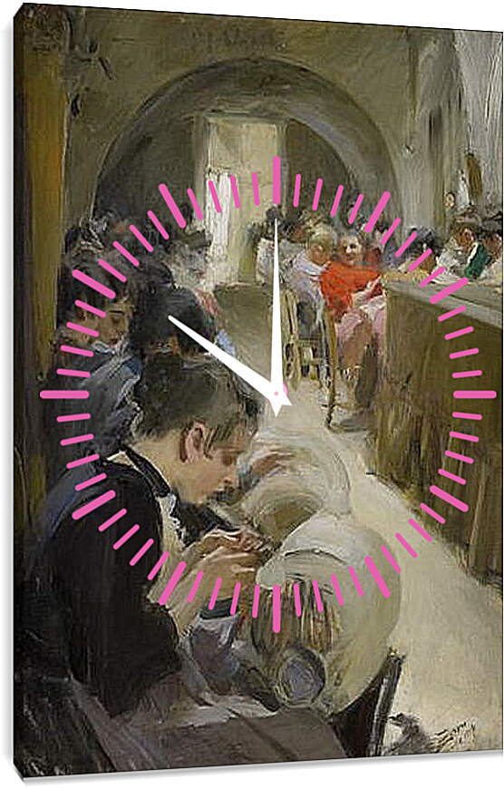 Часы картина - Spetsknypplerskor i Venedig. Андерс Цорн