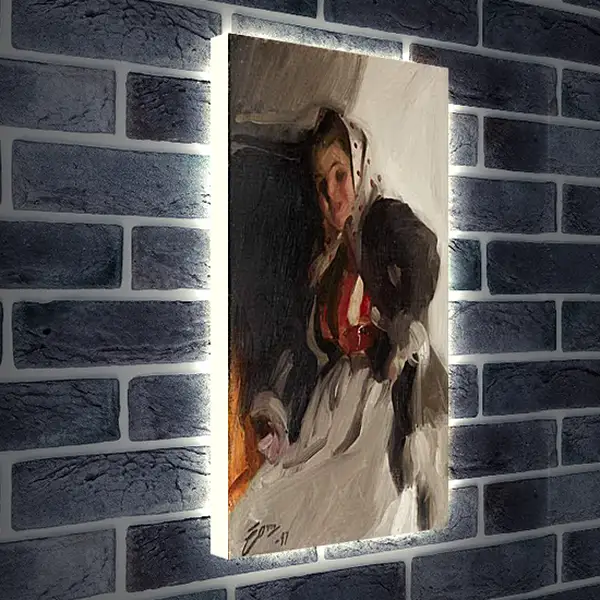 Лайтбокс световая панель - By the fireplace. У камина. Андерс Цорн
