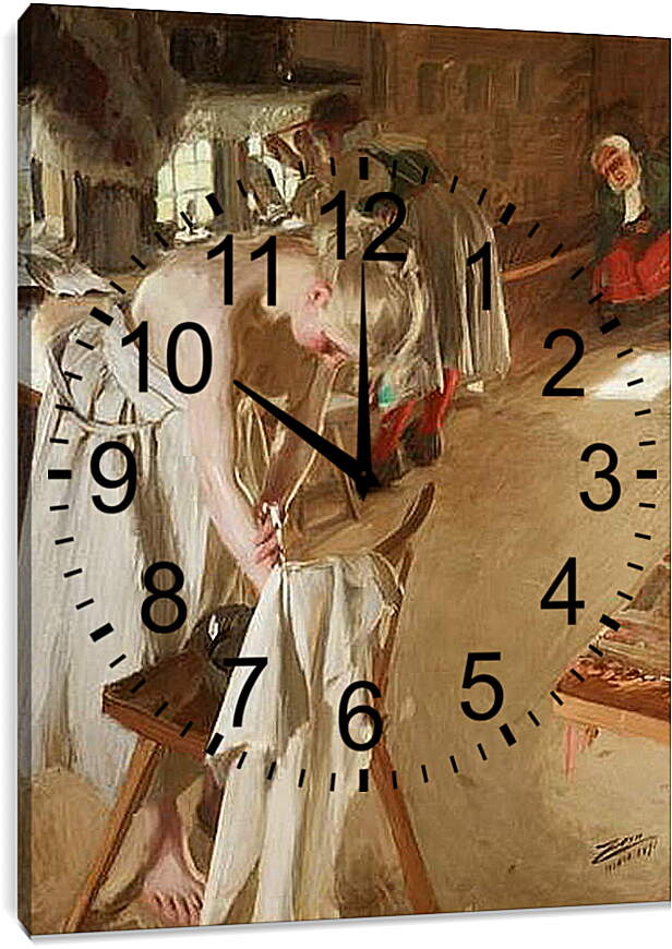 Часы картина - Sondagsmorgon. Воскресное утро. Андерс Цорн