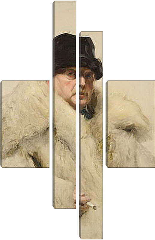 Модульная картина - Self-portrait in a wolfskin. Автопортрет в волчьей шубе. Андерс Цорн