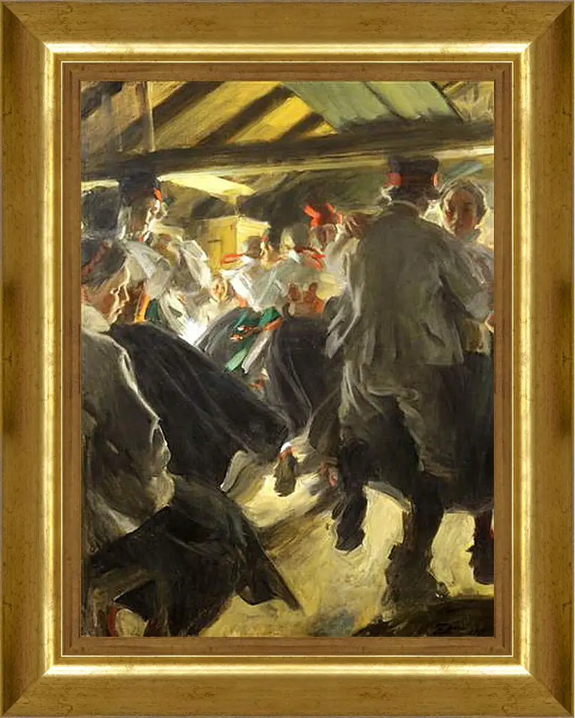 Картина в раме - Dance in the Gopsmorkate. Танцы в Гопсморе. Андерс Цорн