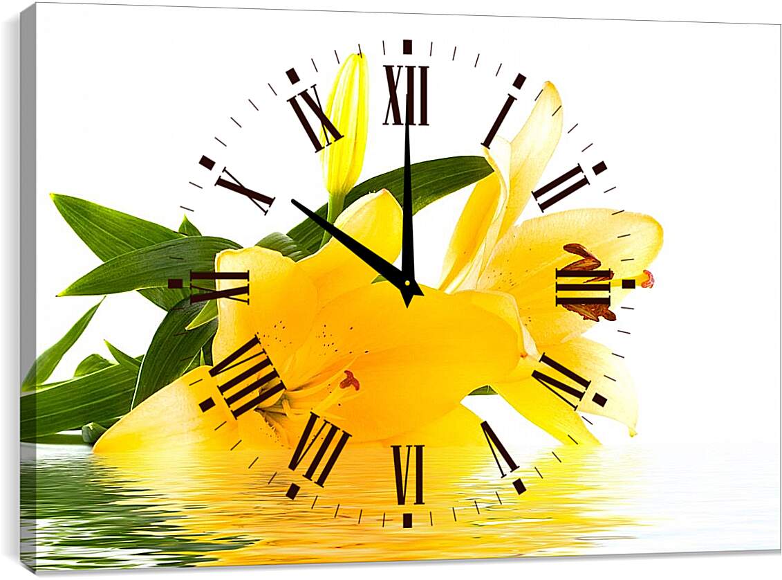 Часы картина - Желтая лилия на воде