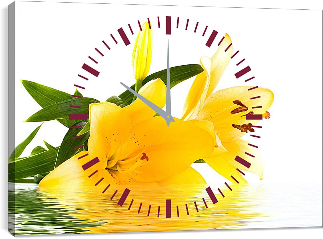Часы картина - Желтая лилия на воде