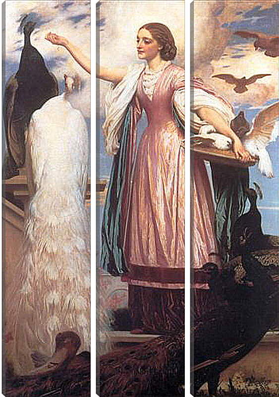 Модульная картина - A Girl Feeding Peacocks. Девушка, кормящая павлинов. Барон Фредерик Лейтон