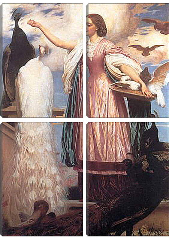 Модульная картина - A Girl Feeding Peacocks. Девушка, кормящая павлинов. Барон Фредерик Лейтон
