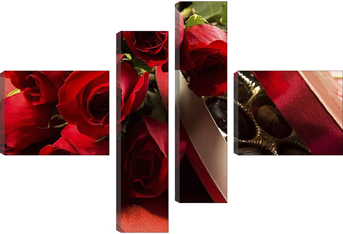 Модульная картина - Красные розы и конфеты