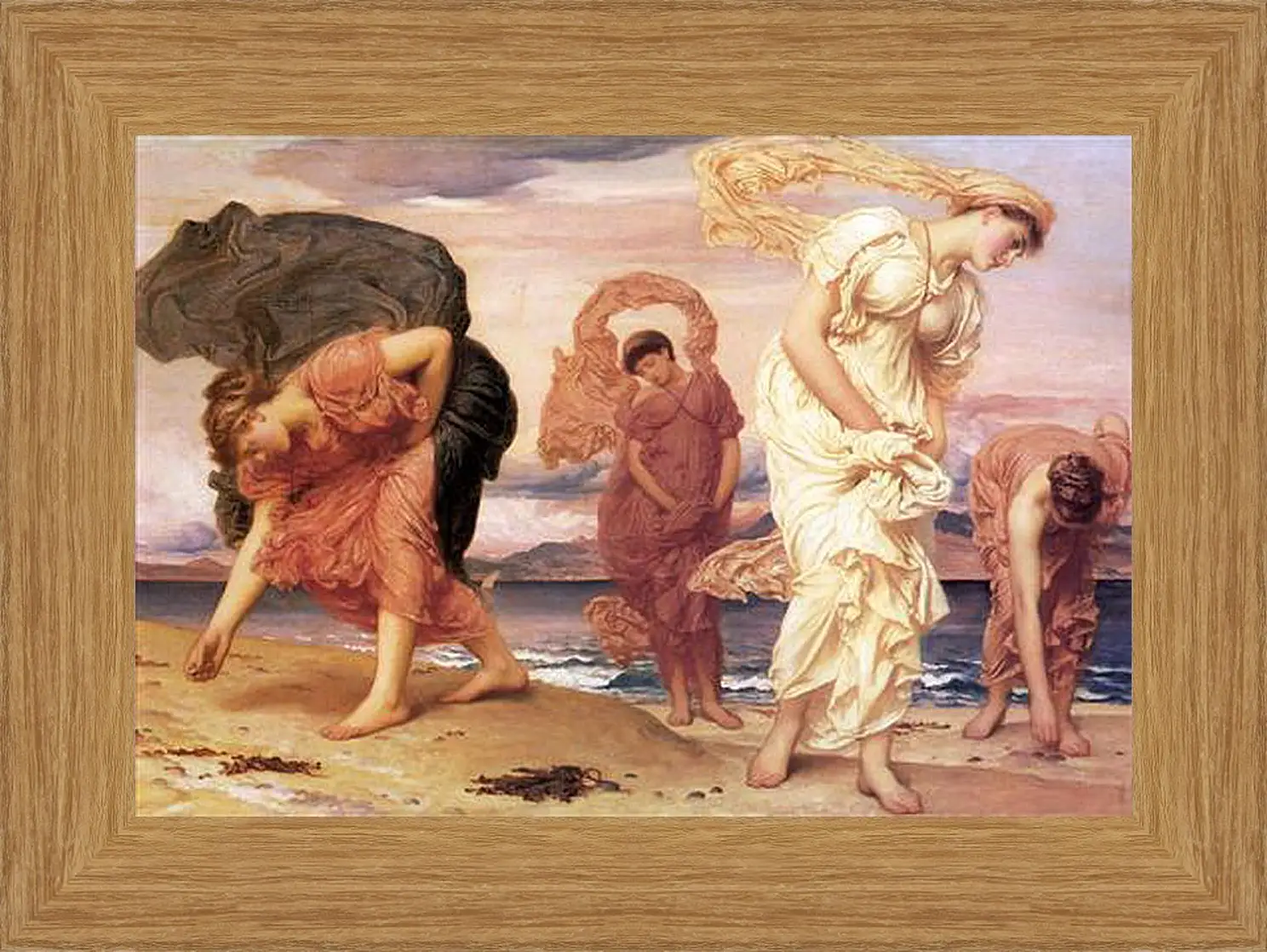 Картина в раме - Greek Girls Picking up Pebbles. Девушки-гречанки, собирающие гальку. Барон Фредерик Лейтон