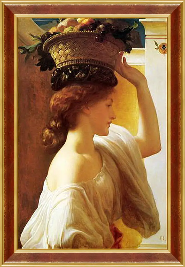 Картина в раме - Eucharis A Girl with a Basket of Fruit. Девушка с корзиной фруктов. Барон Фредерик Лейтон