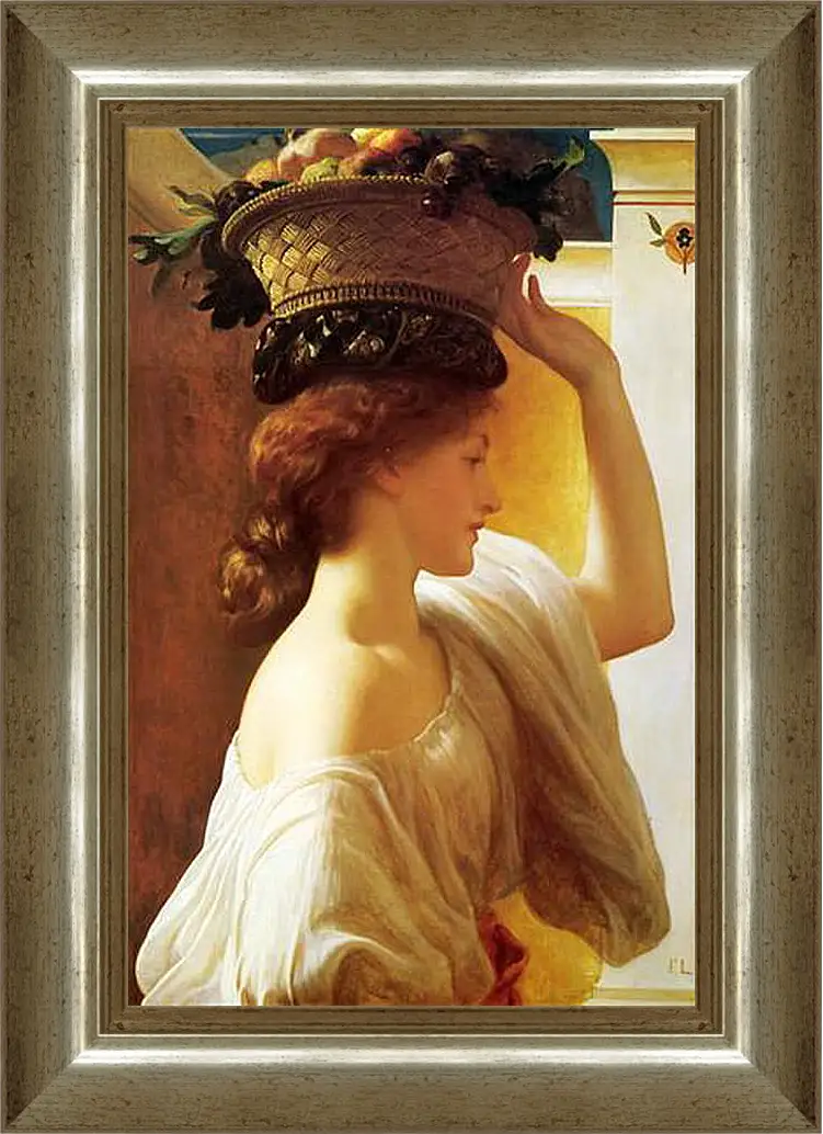 Картина в раме - Eucharis A Girl with a Basket of Fruit. Девушка с корзиной фруктов. Барон Фредерик Лейтон