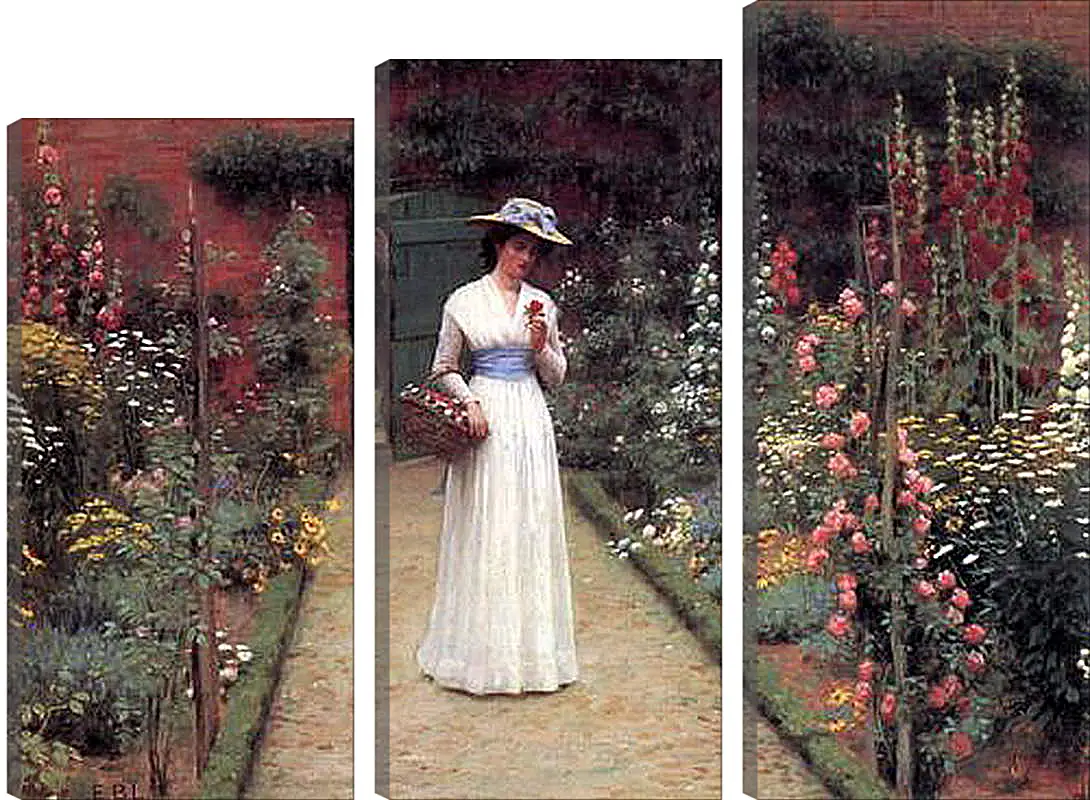 Модульная картина - Edmund Blair Lady in a Garden. Барон Фредерик Лейтон