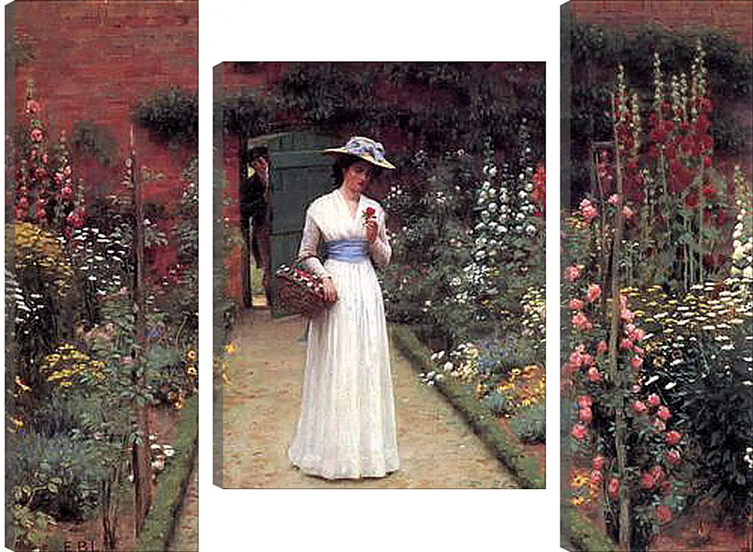 Модульная картина - Edmund Blair Lady in a Garden. Барон Фредерик Лейтон