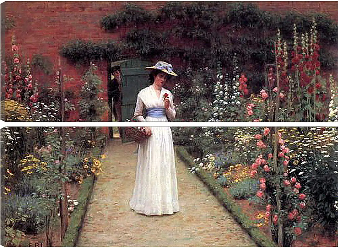 Модульная картина - Edmund Blair Lady in a Garden. Барон Фредерик Лейтон