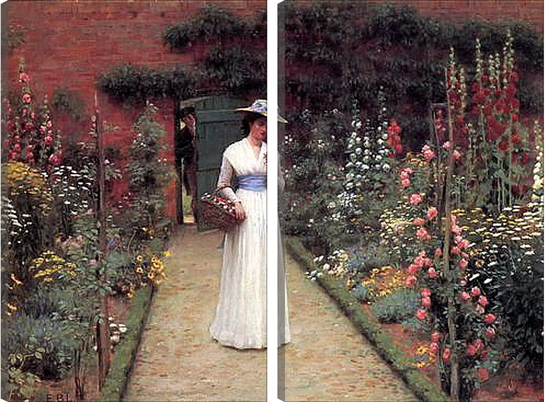 Модульная картина - Edmund Blair Lady in a Garden. Барон Фредерик Лейтон