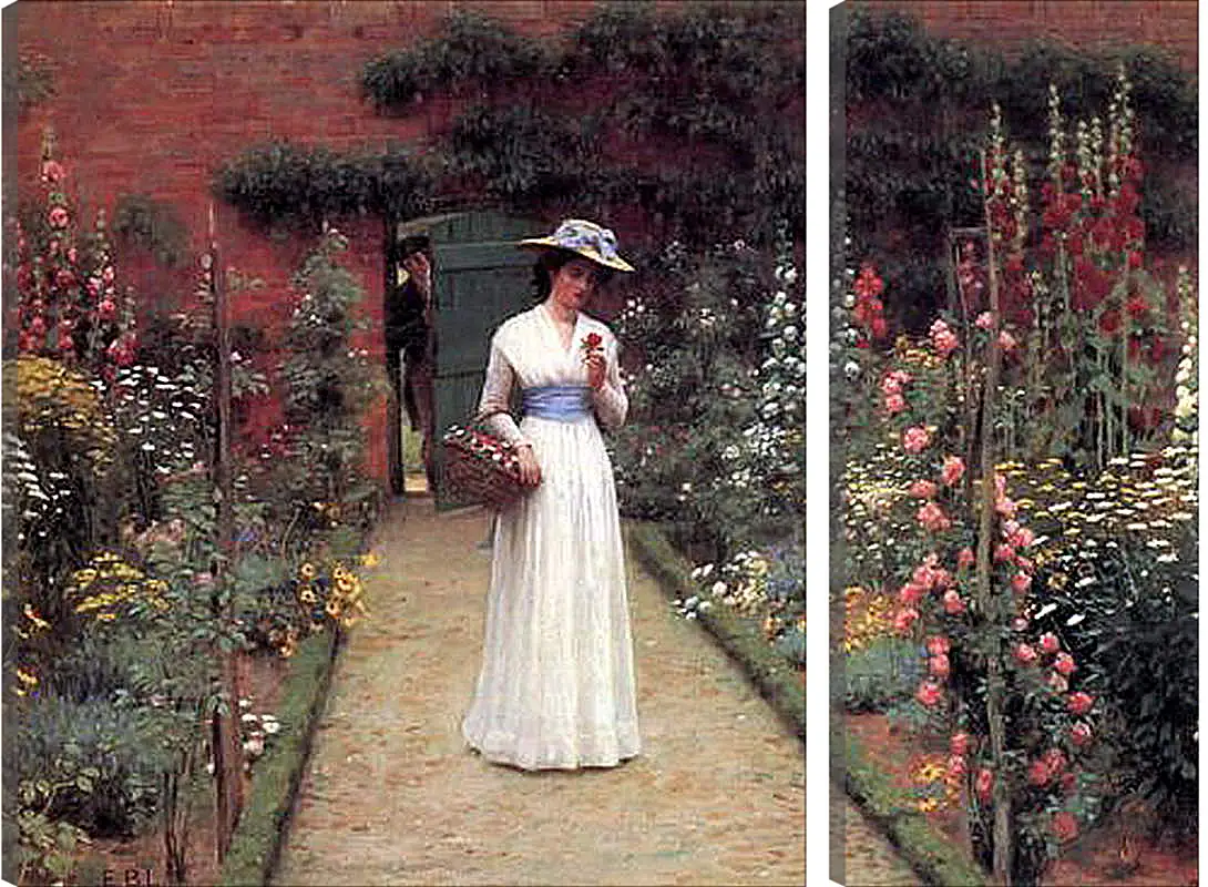 Модульная картина - Edmund Blair Lady in a Garden. Барон Фредерик Лейтон