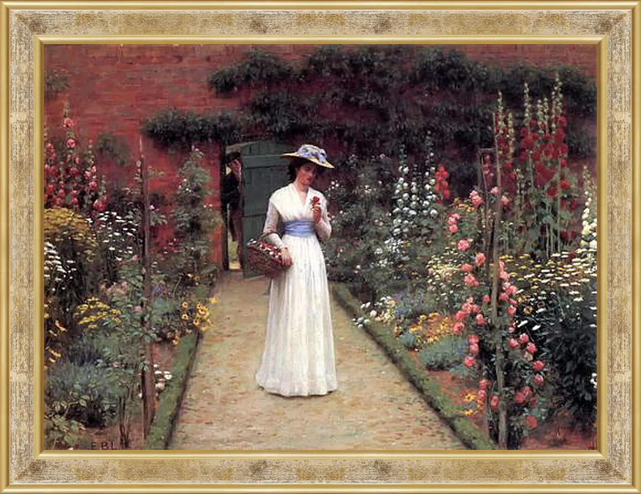 Картина в раме - Edmund Blair Lady in a Garden. Барон Фредерик Лейтон