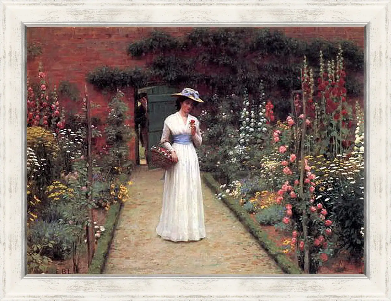 Картина в раме - Edmund Blair Lady in a Garden. Барон Фредерик Лейтон