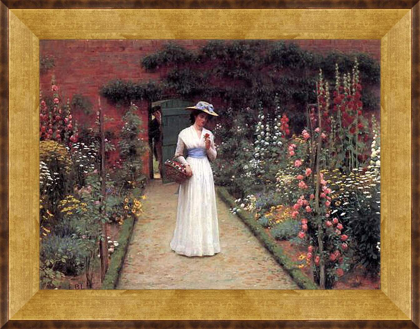 Картина в раме - Edmund Blair Lady in a Garden. Барон Фредерик Лейтон