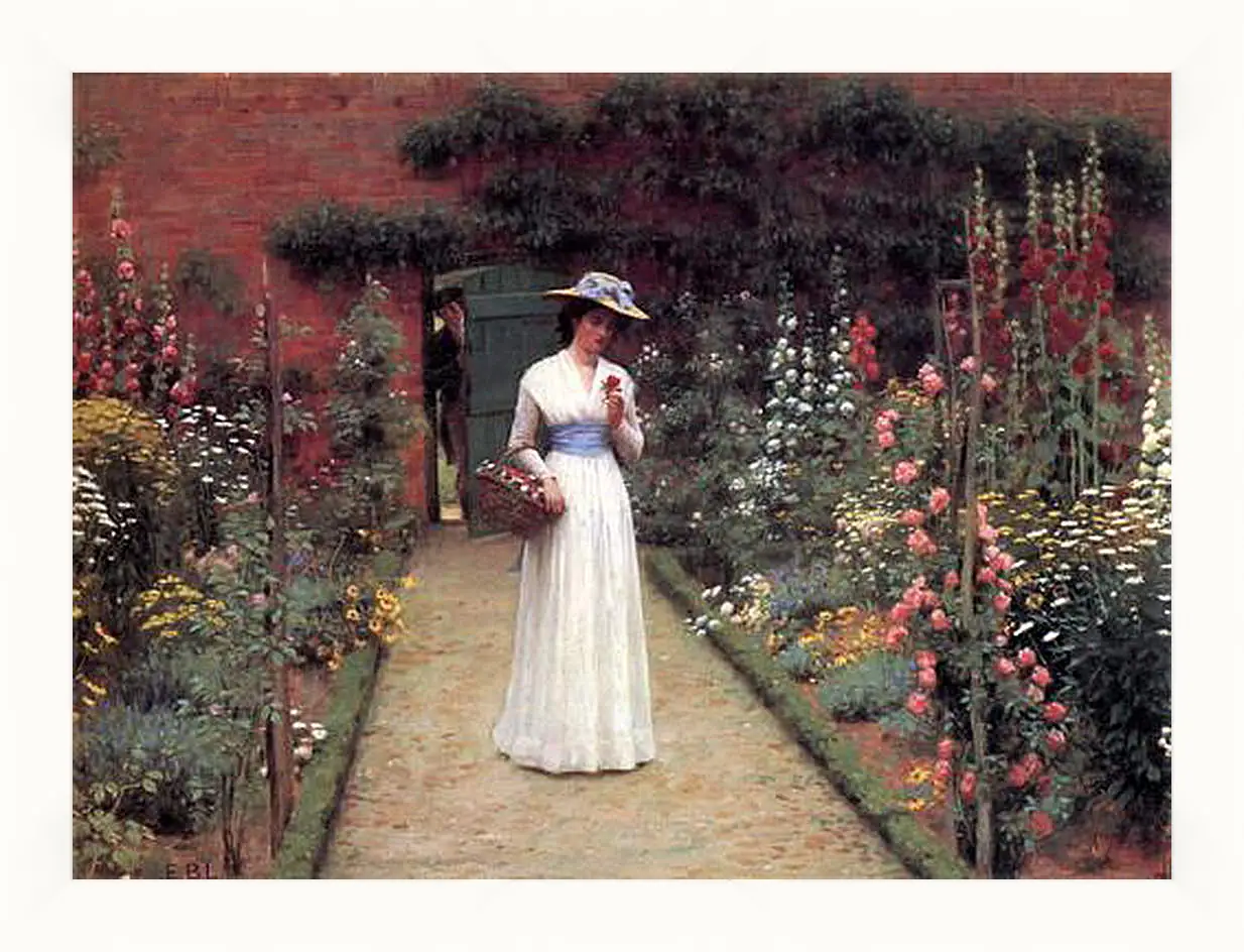 Картина в раме - Edmund Blair Lady in a Garden. Барон Фредерик Лейтон