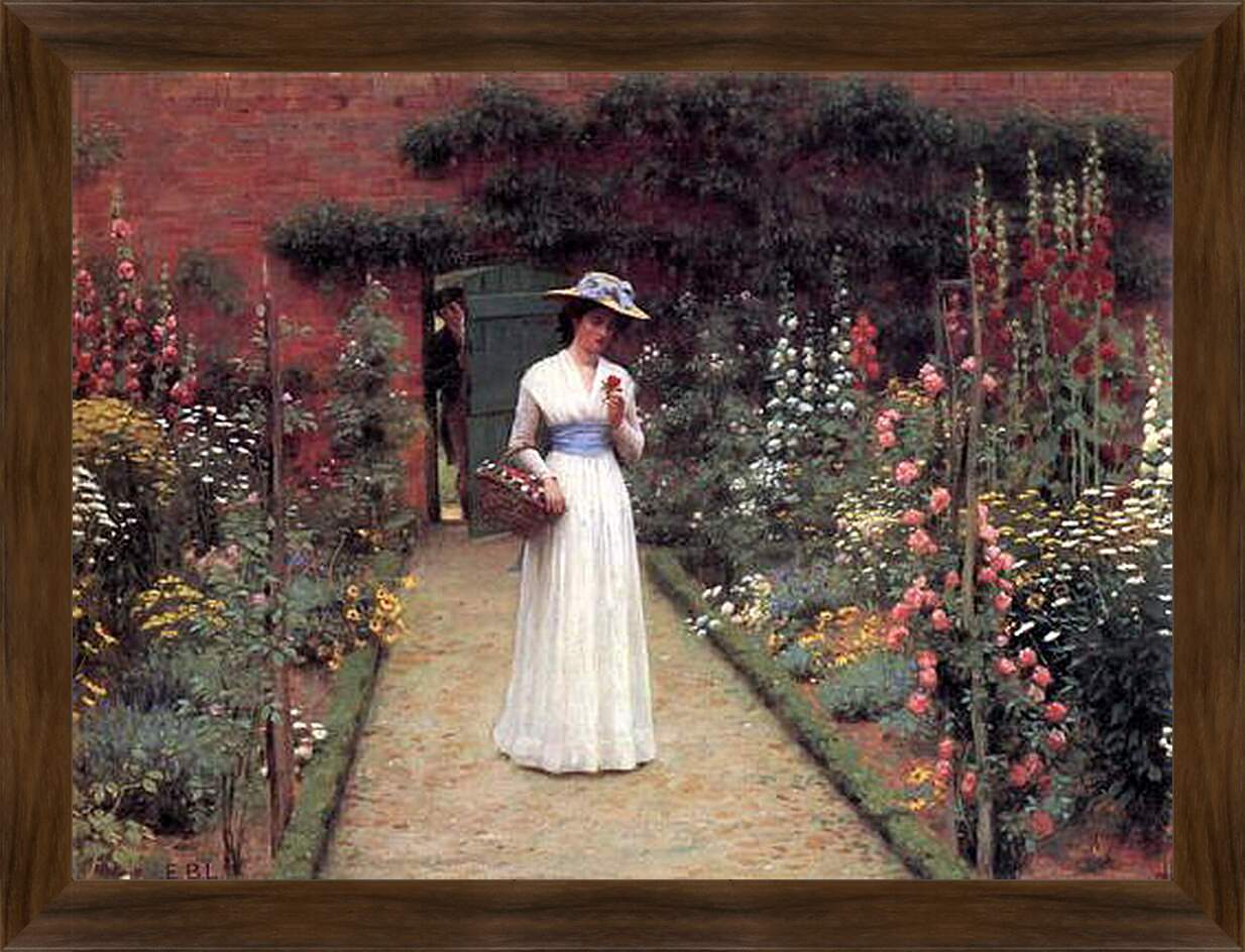 Картина в раме - Edmund Blair Lady in a Garden. Барон Фредерик Лейтон