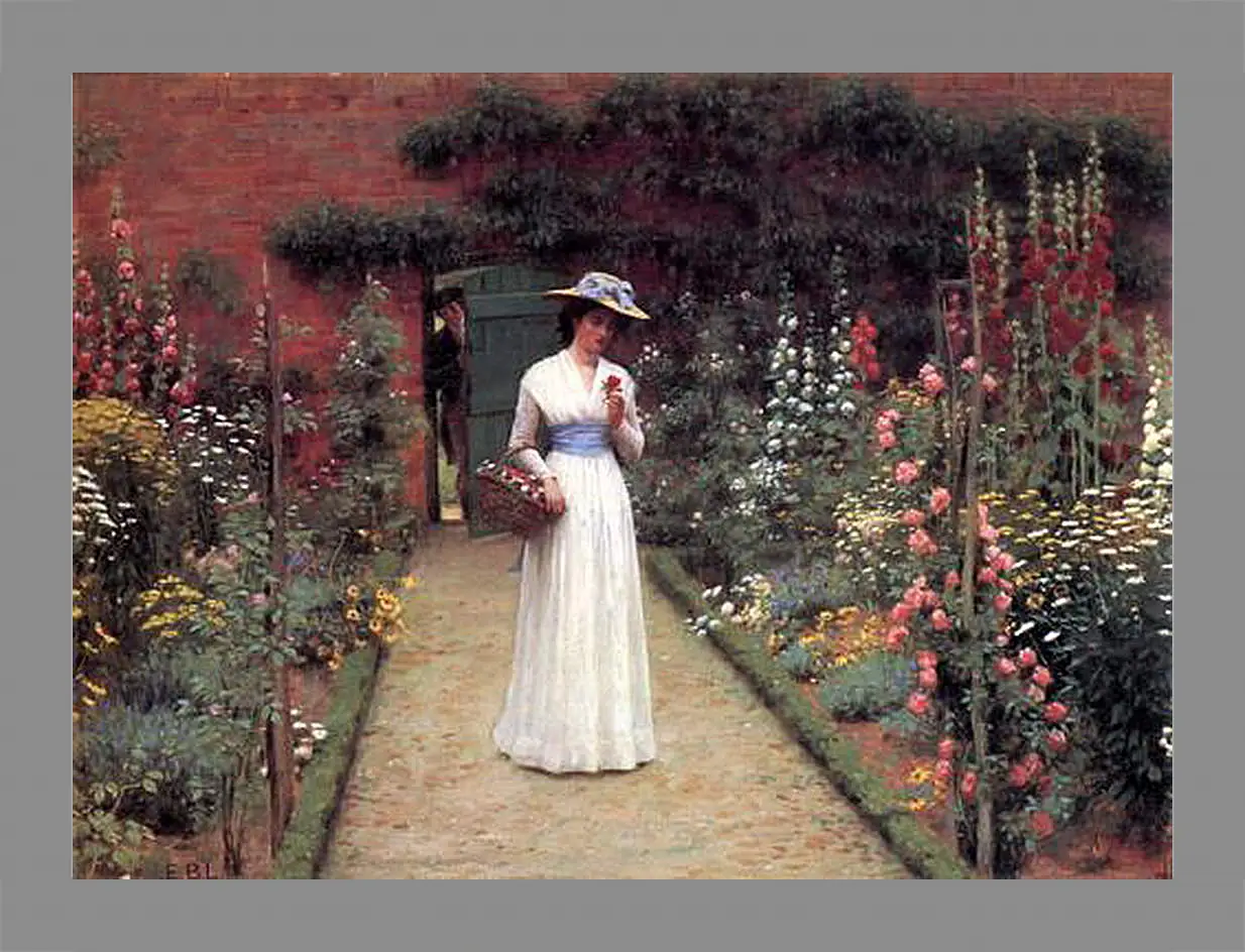 Картина в раме - Edmund Blair Lady in a Garden. Барон Фредерик Лейтон