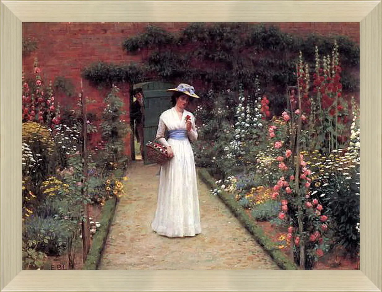 Картина в раме - Edmund Blair Lady in a Garden. Барон Фредерик Лейтон