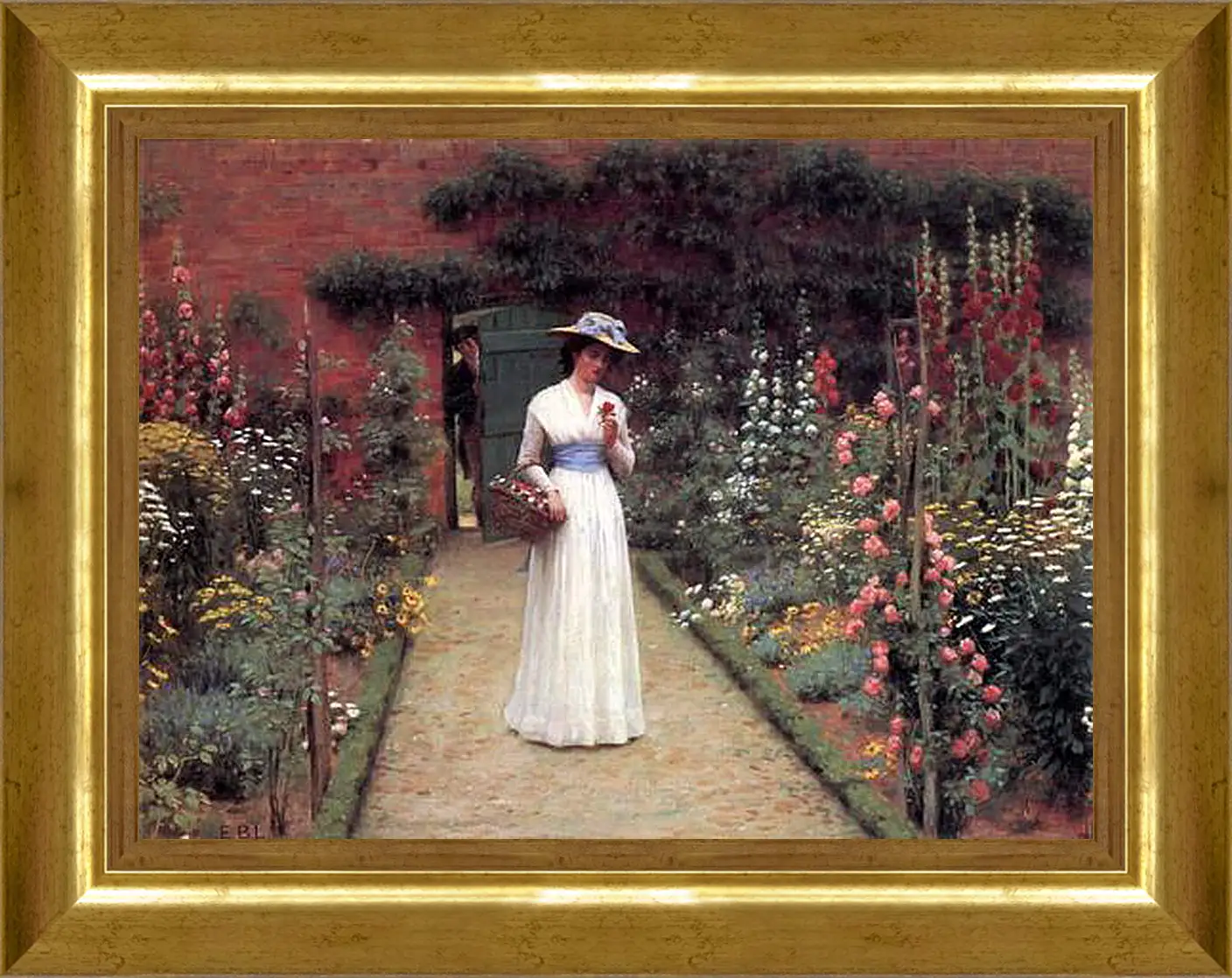 Картина в раме - Edmund Blair Lady in a Garden. Барон Фредерик Лейтон