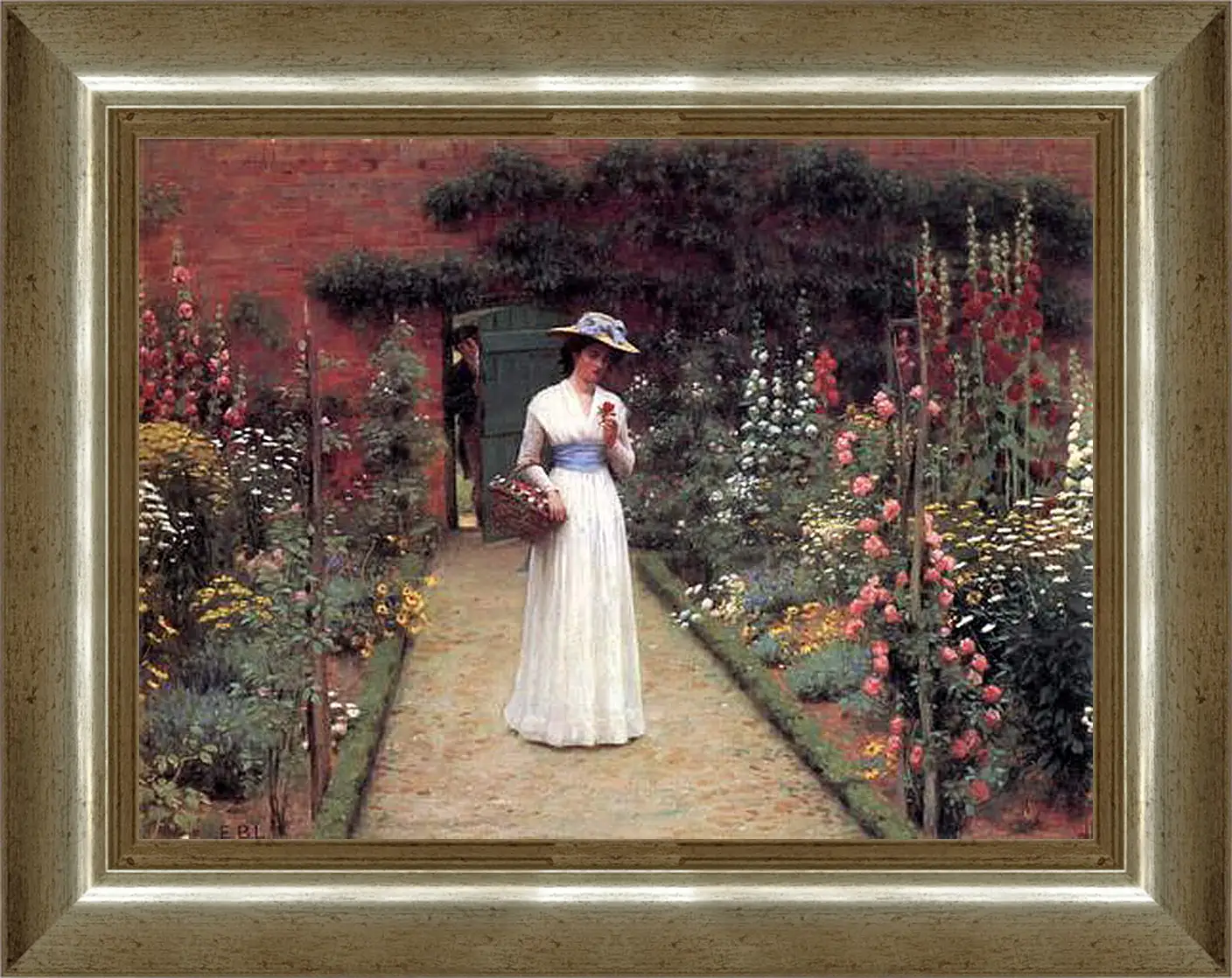 Картина в раме - Edmund Blair Lady in a Garden. Барон Фредерик Лейтон