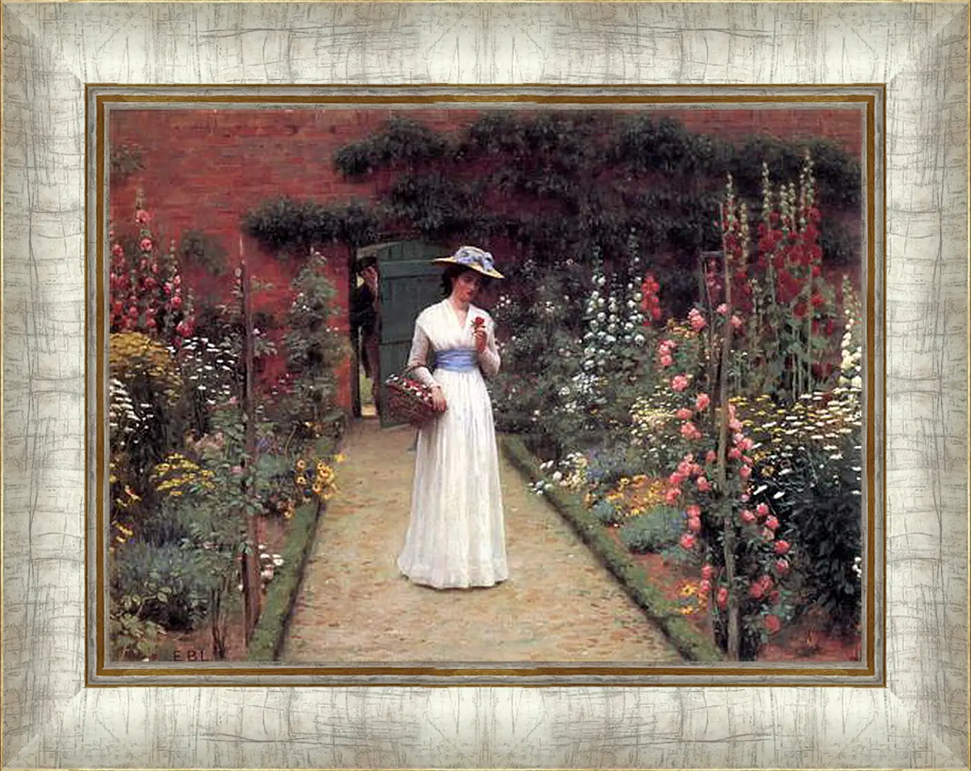 Картина в раме - Edmund Blair Lady in a Garden. Барон Фредерик Лейтон