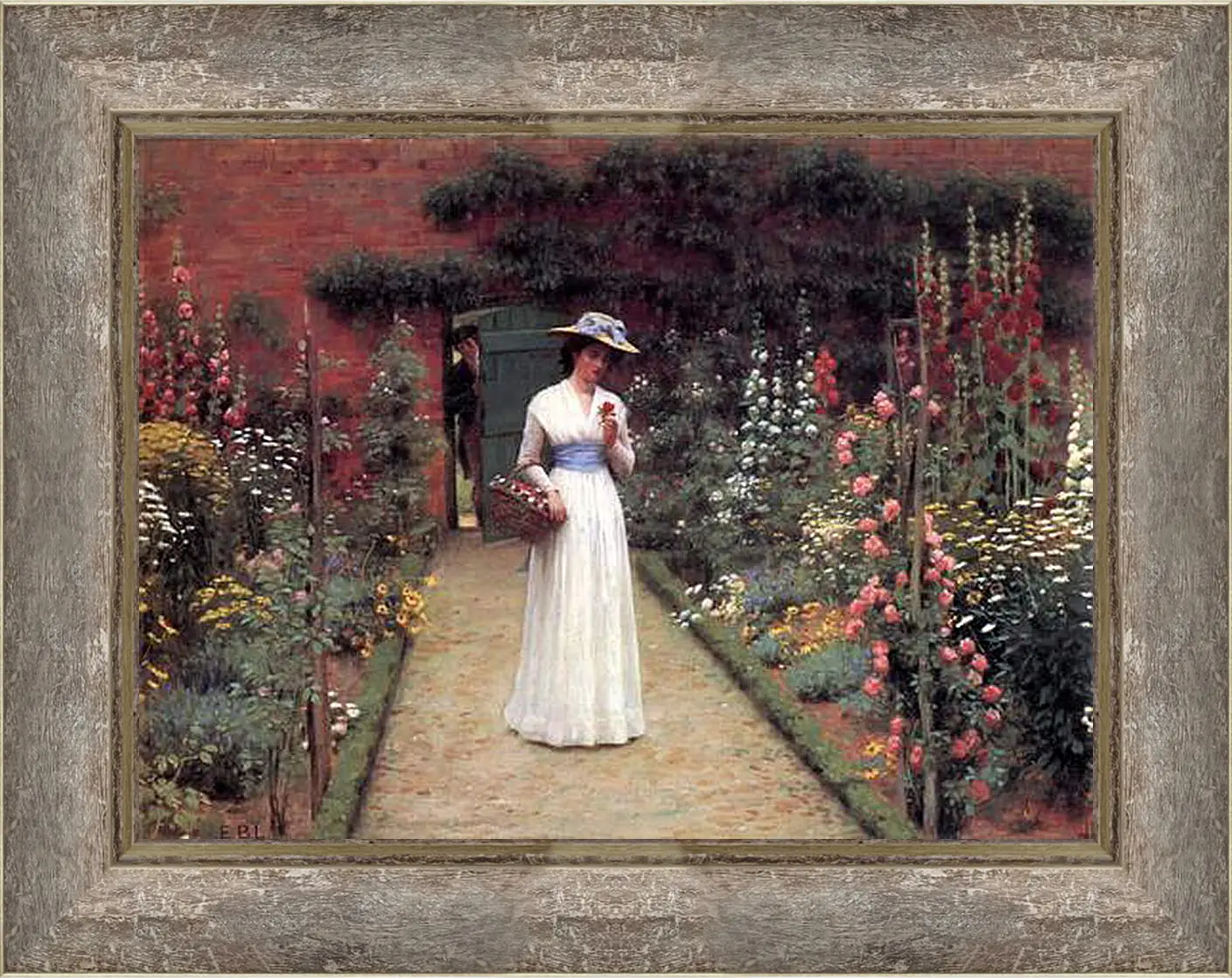 Картина в раме - Edmund Blair Lady in a Garden. Барон Фредерик Лейтон