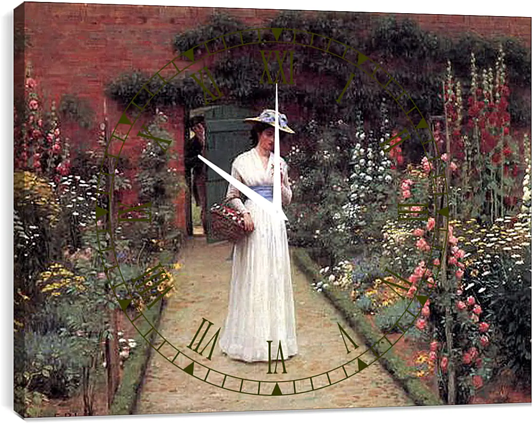 Часы картина - Edmund Blair Lady in a Garden. Барон Фредерик Лейтон