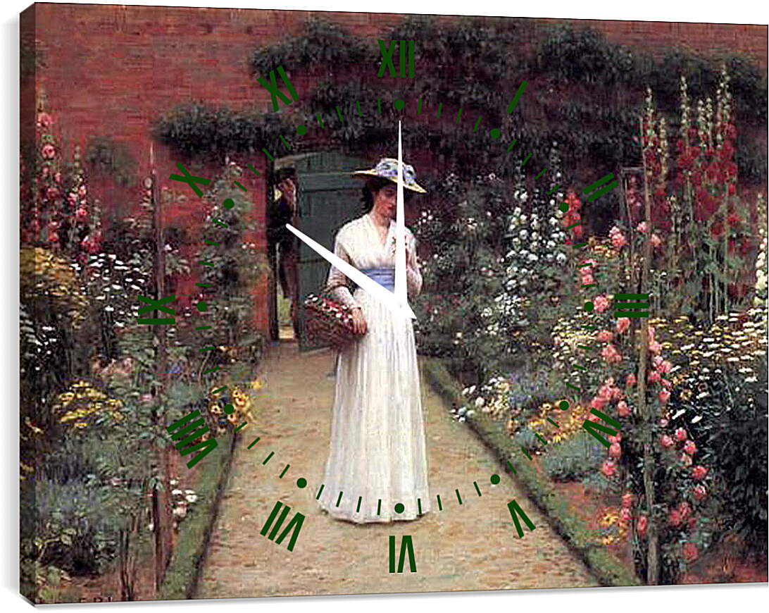 Часы картина - Edmund Blair Lady in a Garden. Барон Фредерик Лейтон