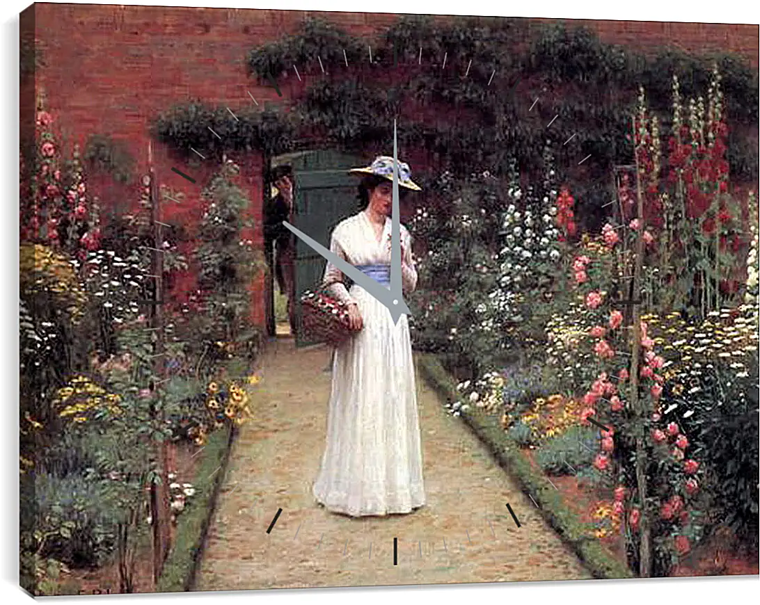 Часы картина - Edmund Blair Lady in a Garden. Барон Фредерик Лейтон