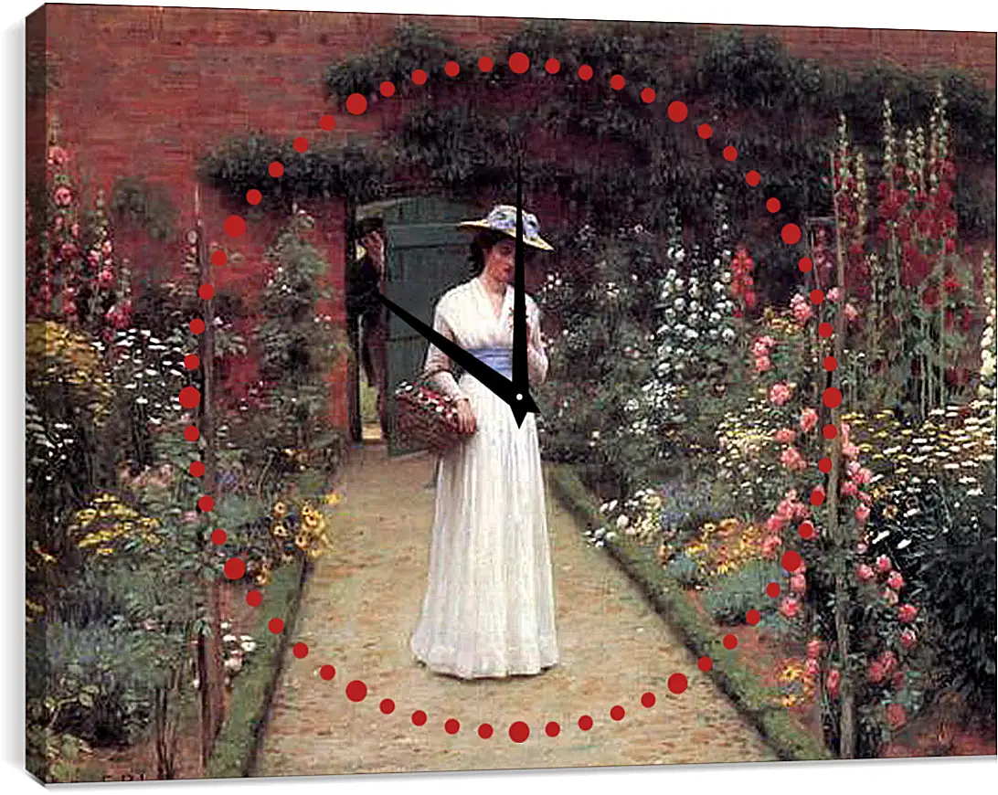 Часы картина - Edmund Blair Lady in a Garden. Барон Фредерик Лейтон