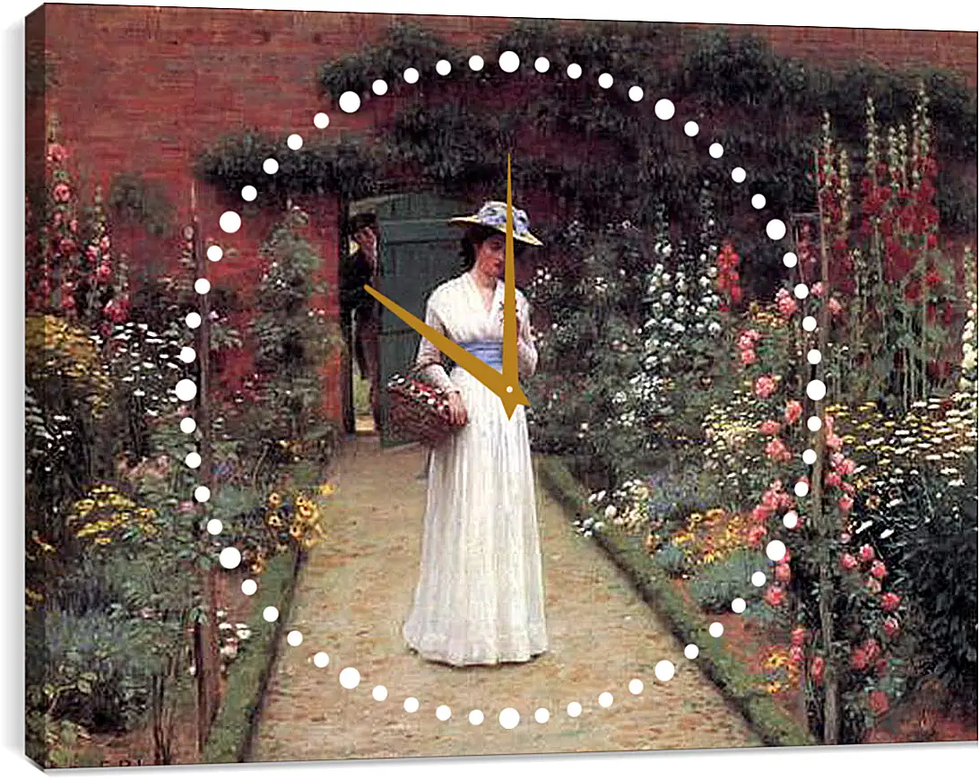 Часы картина - Edmund Blair Lady in a Garden. Барон Фредерик Лейтон