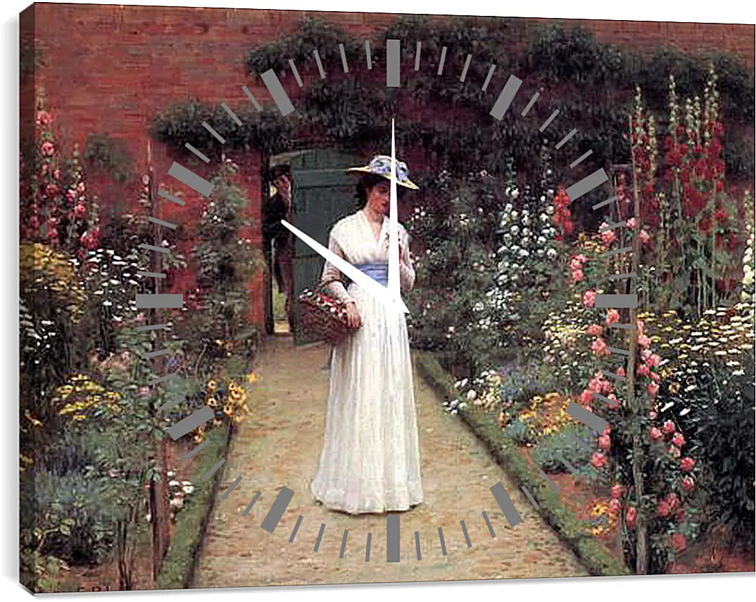 Часы картина - Edmund Blair Lady in a Garden. Барон Фредерик Лейтон