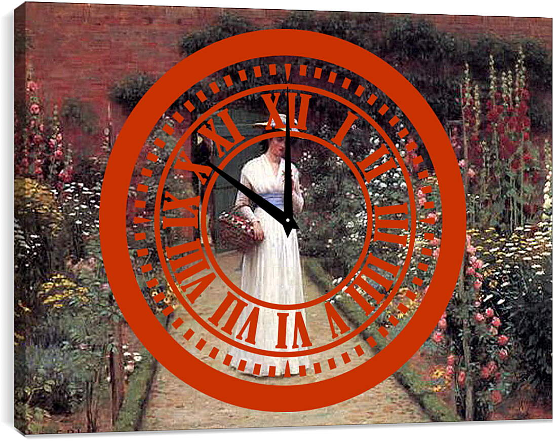 Часы картина - Edmund Blair Lady in a Garden. Барон Фредерик Лейтон