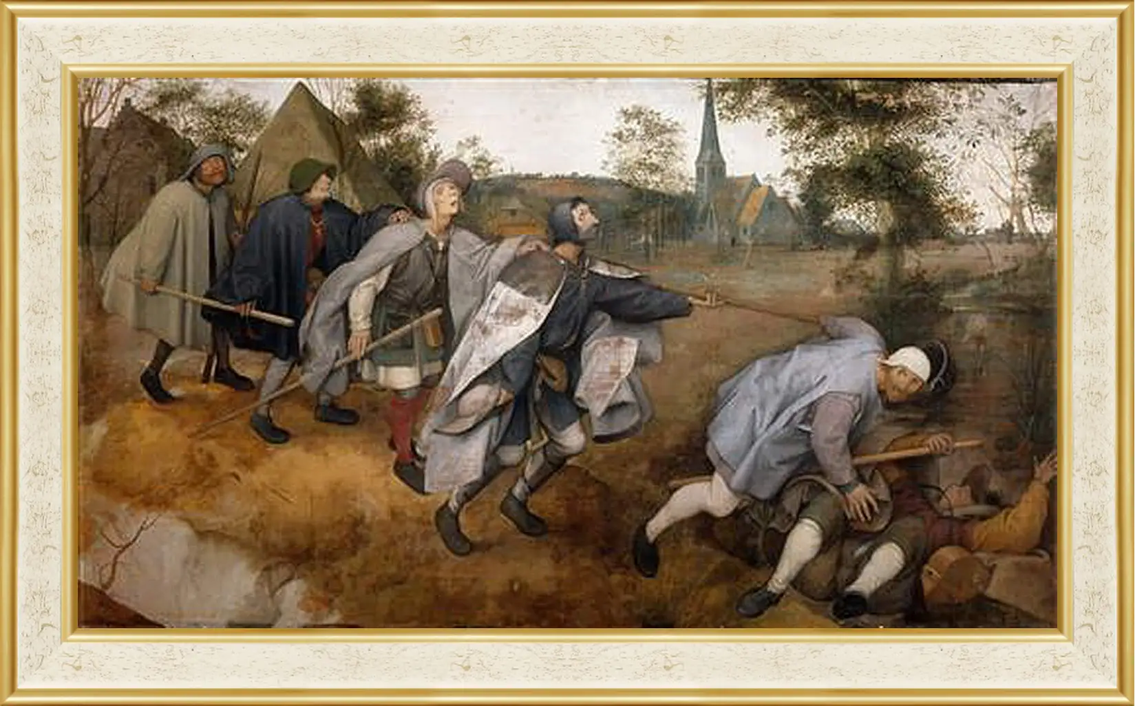 Картина в раме - The Blind Leading the Blind - Притча о слепых. Брейгель Питер Старший