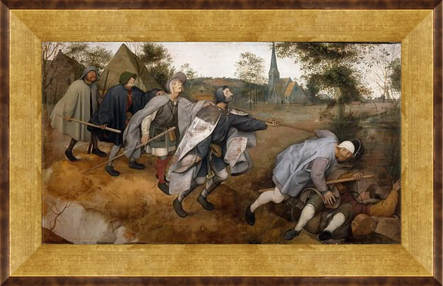 Картина в раме - The Blind Leading the Blind - Притча о слепых. Брейгель Питер Старший