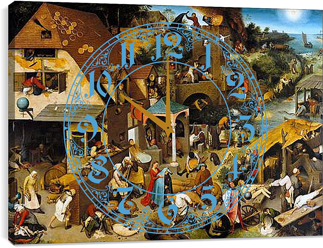 Часы картина - Flemish Proverbs - фламандские пословицы. Брейгель Питер Старший
