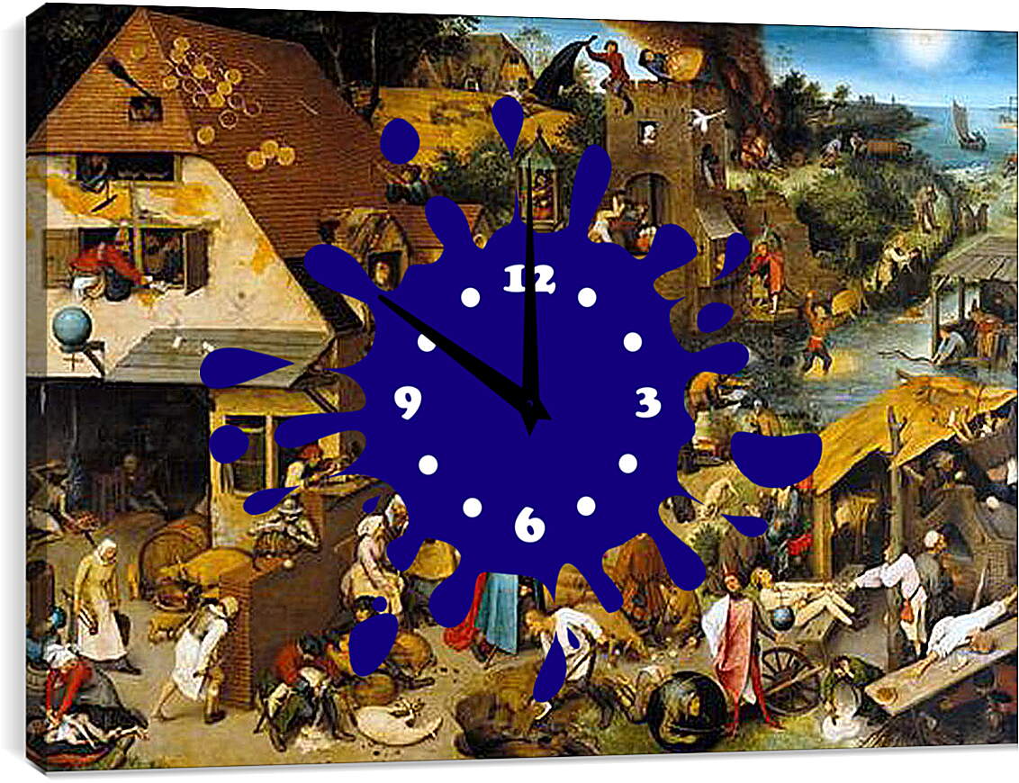 Часы картина - Flemish Proverbs - фламандские пословицы. Брейгель Питер Старший
