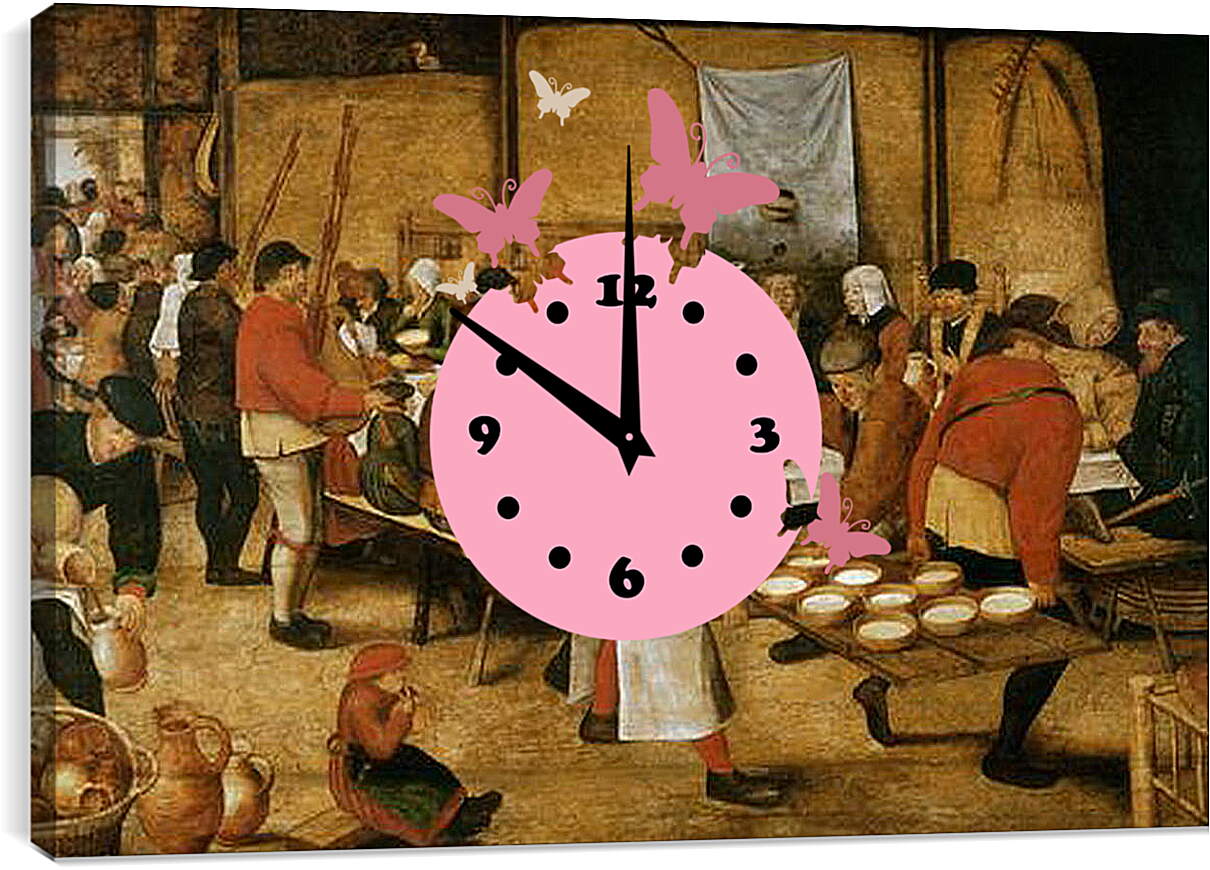 Часы картина - Крестьянская свадьба. Брейгель Питер Старший
