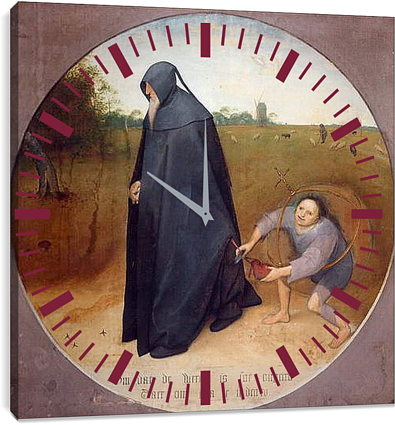 Часы картина - Мизантроп. Брейгель Питер Старший
